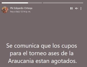 Información entregada por Edgardo Ortega a través de sus Redes sociales.